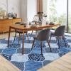 Garvee 5×7 ft Geometric Trellis Area Rug, Modern Neutral Washable Rugs in Farmhouse Design, Non-Slip Low-Pile Indoor Carpet for Living Room/Bedroom/Dining Room/Office-Chenille (Blue)(Blue)