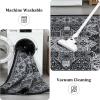 Garvee 5×7 ft Modern Geometric Trellis Area Rug, Large Boho Machine Washable Rugs, Vintage Medallion Distressed Indoor Accent Stain Resistant Non-Slip Floor Cover Carpet for Living Room Bedroom(Blue)(Black)