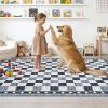 Garvee 6×9 Checkered Area Rug, Washable Soft Rugs for Living Room, Modern Geometric Non Slip Low Pile Carpet for Bedroom, Dining Room, Green(Black)