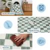 Garvee 6×9 Checkered Area Rug, Washable Soft Rugs for Living Room, Modern Geometric Non Slip Low Pile Carpet for Bedroom, Dining Room, Green(Green)