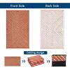 Garvee 6×9 Modern Striped Outdoor Waterproof Reversible Patio Mat, Portable Plastic Straw Camping Rug for RV, Deck, Balcony, Backyard, Easy Clean Navy Blue Outdoor Carpet, Navy&White.(Orangewhite)