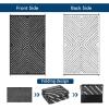 Garvee 6×9 Modern Striped Outdoor Waterproof Reversible Patio Mat, Portable Plastic Straw Camping Rug for RV, Deck, Balcony, Backyard, Easy Clean Navy Blue Outdoor Carpet, Navy&White.(Blackwhite)