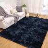 Garvee 8X10 ft Area Rugs for Living Room, Ultra Soft Large Shag Black Bedroom Rug Upgrade Non-Slip Plush Modern Fluffy Carpet for Kids Boys Girls Room Home Decor (Tie-dye Navy)