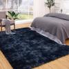 Garvee 8X10 ft Area Rugs for Living Room, Ultra Soft Large Shag Black Bedroom Rug Upgrade Non-Slip Plush Modern Fluffy Carpet for Kids Boys Girls Room Home Decor (Tie-dye Navy)