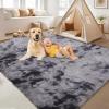 Garvee 8×10 Area Rug for Living Room, Fluffy Shag Soft Washable Rugs Large Fuzzy Plush Indoor Carpet for Bedroom Nursery Playroom Kids Girls Boys Room (Tie-dye Black Grey)(Tie-dye Dark Grey)