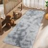Garvee 8×10 Area Rug for Living Room, Fluffy Shag Soft Washable Rugs Large Fuzzy Plush Indoor Carpet for Bedroom Nursery Playroom Kids Girls Boys Room (Tie-dye Black Grey)(Tie-dyed Light Grey)