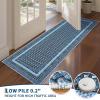 Garvee 8×10 Washable Rugs for Living Room, Braided Print Modern Bedroom Rugs with Non Slip Backing, Low Pile Large Under Table Rug for Dining Room Office, Contemporary Home Decor Rug, Brown(Braided Print|grey Blue)