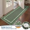 Garvee 8×10 Washable Rugs for Living Room, Braided Print Modern Bedroom Rugs with Non Slip Backing, Low Pile Large Under Table Rug for Dining Room Office, Contemporary Home Decor Rug, Brown(Braided Print|green)