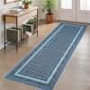 Garvee 8×10 Washable Rugs for Living Room, Braided Print Modern Bedroom Rugs with Non Slip Backing, Low Pile Large Under Table Rug for Dining Room Office, Contemporary Home Decor Rug, Brown(Braided Print|grey Blue)