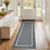 Garvee 8×10 Washable Rugs for Living Room, Braided Print Modern Bedroom Rugs with Non Slip Backing, Low Pile Large Under Table Rug for Dining Room Office, Contemporary Home Decor Rug, Brown(Braided Print|black Grey)