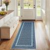 Garvee 8×10 Washable Rugs for Living Room, Braided Print Modern Bedroom Rugs with Non Slip Backing, Low Pile Large Under Table Rug for Dining Room Office, Contemporary Home Decor Rug, Brown(Braided Print|grey Blue)