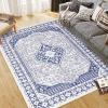 Garvee 8×10 ft Vintage Boho Printed Area Rugs for Living Room, Stain Resistant Washable Rug, Large Soft Low Pile Carpet for Bedroom/Dining Room/Kitchen/Nursery~Non-Slip Backing(Blue White)(Blue)