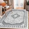 Garvee 8×10 ft Vintage Boho Printed Area Rugs for Living Room, Stain Resistant Washable Rug, Large Soft Low Pile Carpet for Bedroom/Dining Room/Kitchen/Nursery~Non-Slip Backing(Blue White)(Grey)