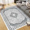 Garvee 8×10 ft Vintage Boho Printed Area Rugs for Living Room, Stain Resistant Washable Rug, Large Soft Low Pile Carpet for Bedroom/Dining Room/Kitchen/Nursery~Non-Slip Backing(Blue White)(Grey)