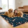 Garvee 9×12 Area Rug for Living Room, Vintage Floral Rug, Washable Non Slip & Low Pile Carpet for Living Room, Bedroom, Dining Room, Grey(Blue)