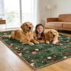 Garvee 9×12 Area Rug for Living Room, Vintage Floral Rug, Washable Non Slip & Low Pile Carpet for Living Room, Bedroom, Dining Room, Grey(Dark Green)