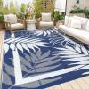 Garvee 9×12 Outdoor Rug, Waterproof All-Weather Patio Carpet – Reversible Fade & Resistant, Heavy Duty Non-Slip Backing for Large Deck, Living Room, Backyard, Pool Area, Porch,Dark+Blue(Dark+blue)