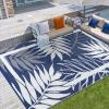 Garvee 9×12 Outdoor Rug, Waterproof All-Weather Patio Carpet – Reversible Fade & Resistant, Heavy Duty Non-Slip Backing for Large Deck, Living Room, Backyard, Pool Area, Porch,Dark+Blue(Dark+blue)