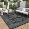 Garvee 9×12 Outdoor Rug, Waterproof All-Weather Patio Carpet – Reversible Fade & Resistant, Heavy Duty Non-Slip Backing for Large Deck, Living Room, Backyard, Pool Area, Porch,Dark+Blue(Black & Grey)