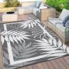 Garvee 9×12 Outdoor Rug, Waterproof All-Weather Patio Carpet – Reversible Fade & Resistant, Heavy Duty Non-Slip Backing for Large Deck, Living Room, Backyard, Pool Area, Porch,Dark+Blue(Grey+ White)