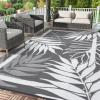 Garvee 9×12 Outdoor Rug, Waterproof All-Weather Patio Carpet – Reversible Fade & Resistant, Heavy Duty Non-Slip Backing for Large Deck, Living Room, Backyard, Pool Area, Porch,Dark+Blue(Grey+ White)