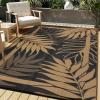 Garvee 9×12 Outdoor Rug, Waterproof All-Weather Patio Carpet – Reversible Fade & Resistant, Heavy Duty Non-Slip Backing for Large Deck, Living Room, Backyard, Pool Area, Porch,Dark+Blue(Black+brown)