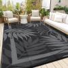 Garvee 9×12 Outdoor Rug, Waterproof All-Weather Patio Carpet – Reversible Fade & Resistant, Heavy Duty Non-Slip Backing for Large Deck, Living Room, Backyard, Pool Area, Porch,Dark+Blue(Black+grey)
