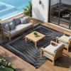 Garvee 9×12 Outdoor Rug, Waterproof All-Weather Patio Carpet – Reversible Fade & Resistant, Heavy Duty Non-Slip Backing for Large Deck, Living Room, Backyard, Pool Area, Porch,Dark+Blue(Black+grey)