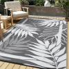 Garvee 9×12 Outdoor Rug, Waterproof All-Weather Patio Carpet – Reversible Fade & Resistant, Heavy Duty Non-Slip Backing for Large Deck, Living Room, Backyard, Pool Area, Porch,Dark+Blue(Grey+ White)