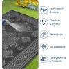 Garvee 9×12 Outdoor Rug, Waterproof All-Weather Patio Carpet – Reversible Fade & Resistant, Heavy Duty Non-Slip Backing for Large Deck, Living Room, Backyard, Pool Area, Porch,Dark+Blue(Black & Grey)