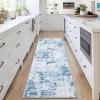 Garvee Abstract 2×6 Runner Rug, Washable Non Slip Kitchen Runner, Soft Modern Low Pile Area Rugs for Hallway, Indoor Contemporary Accent Carpet for Bathroom Laundry, Light Grey(Abstract Modern|light Blue)