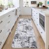 Garvee Abstract 2×6 Runner Rug, Washable Non Slip Kitchen Runner, Soft Modern Low Pile Area Rugs for Hallway, Indoor Contemporary Accent Carpet for Bathroom Laundry, Light Grey(Abstract Modern|light Grey)