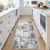 Garvee Abstract 2×6 Runner Rug, Washable Non Slip Kitchen Runner, Soft Modern Low Pile Area Rugs for Hallway, Indoor Contemporary Accent Carpet for Bathroom Laundry, Light Grey(Abstract Modern|brown Green)