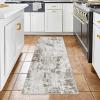 Garvee Abstract 2×6 Runner Rug, Washable Non Slip Kitchen Runner, Soft Modern Low Pile Area Rugs for Hallway, Indoor Contemporary Accent Carpet for Bathroom Laundry, Light Grey(Abstract Modern|taupe Beige)