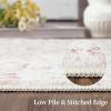 Garvee Area Rugs 4×6 Washable Non-Slip, Vintage Floral Medallion Living Room Bedroom Rugs, Retro Accent Oriental Large Carpet Rug for Dining Room Office, Ultra Thin Low Pile Floor Rug, Grey(Medallion|pink)