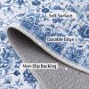 Garvee Area Rugs 4×6 Washable Non-Slip, Vintage Floral Medallion Living Room Bedroom Rugs, Retro Accent Oriental Large Carpet Rug for Dining Room Office, Ultra Thin Low Pile Floor Rug, Grey(Medallion|blue)