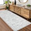 Garvee Area Rugs 4×6 Washable Non-Slip, Vintage Floral Medallion Living Room Bedroom Rugs, Retro Accent Oriental Large Carpet Rug for Dining Room Office, Ultra Thin Low Pile Floor Rug, Grey(Medallion|grey)