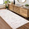 Garvee Area Rugs 4×6 Washable Non-Slip, Vintage Floral Medallion Living Room Bedroom Rugs, Retro Accent Oriental Large Carpet Rug for Dining Room Office, Ultra Thin Low Pile Floor Rug, Grey(Medallion|pink)