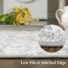 Garvee Area Rugs 4×6 Washable Non-Slip, Vintage Floral Medallion Living Room Bedroom Rugs, Retro Accent Oriental Large Carpet Rug for Dining Room Office, Ultra Thin Low Pile Floor Rug, Grey(Medallion|grey)