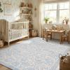 Garvee Blue Floral 2×6 Runner Rug Washable Boho Non-Slip Runner Rugs for Kitchen Vintage Flower Soft Low Pile Kitchen Rugs for Hallway Girls Room Kids Room playroom Dorm(Blue)