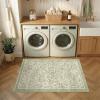 Garvee Blue Floral 2×6 Runner Rug Washable Boho Non-Slip Runner Rugs for Kitchen Vintage Flower Soft Low Pile Kitchen Rugs for Hallway Girls Room Kids Room playroom Dorm(Green)