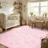 Garvee Blue Floral 2×6 Runner Rug Washable Boho Non-Slip Runner Rugs for Kitchen Vintage Flower Soft Low Pile Kitchen Rugs for Hallway Girls Room Kids Room playroom Dorm(Pink)