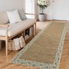 Garvee Bordered 2×6 Kitchen Rugs, Washable Non Slip Hallway Runner, Low Pile Stain Resistant Floral Throw Carpet Rug for Laundry Bathroom, Vintage Decorative Bedroom Rugs for Home Office, Light Blue(Floral Border|beige)