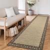 Garvee Bordered 2×6 Kitchen Rugs, Washable Non Slip Hallway Runner, Low Pile Stain Resistant Floral Throw Carpet Rug for Laundry Bathroom, Vintage Decorative Bedroom Rugs for Home Office, Light Blue(Floral Border|brown)