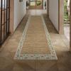 Garvee Bordered 2×6 Kitchen Rugs, Washable Non Slip Hallway Runner, Low Pile Stain Resistant Floral Throw Carpet Rug for Laundry Bathroom, Vintage Decorative Bedroom Rugs for Home Office, Light Blue(Floral Border|beige)