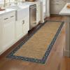 Garvee Bordered 2×6 Kitchen Rugs, Washable Non Slip Hallway Runner, Low Pile Stain Resistant Floral Throw Carpet Rug for Laundry Bathroom, Vintage Decorative Bedroom Rugs for Home Office, Light Blue(Floral Border|dark Blue)