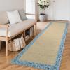 Garvee Bordered 2×6 Kitchen Rugs, Washable Non Slip Hallway Runner, Low Pile Stain Resistant Floral Throw Carpet Rug for Laundry Bathroom, Vintage Decorative Bedroom Rugs for Home Office, Light Blue(Floral Border|light Blue)