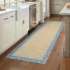 Garvee Bordered 2×6 Kitchen Rugs, Washable Non Slip Hallway Runner, Low Pile Stain Resistant Floral Throw Carpet Rug for Laundry Bathroom, Vintage Decorative Bedroom Rugs for Home Office, Light Blue(Floral Border|light Blue)