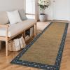 Garvee Bordered 2×6 Kitchen Rugs, Washable Non Slip Hallway Runner, Low Pile Stain Resistant Floral Throw Carpet Rug for Laundry Bathroom, Vintage Decorative Bedroom Rugs for Home Office, Light Blue(Floral Border|dark Blue)