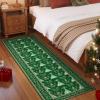 Garvee Christmas Living Room Rug 8×10 Non Slip Washable Area Rugs for Bedroom Christmas Trees Santa Claus Decorative Rugs Low Pile Stain-Resistant Snowflake Festive Carpet for Nursery Dining Room Blue(Green)